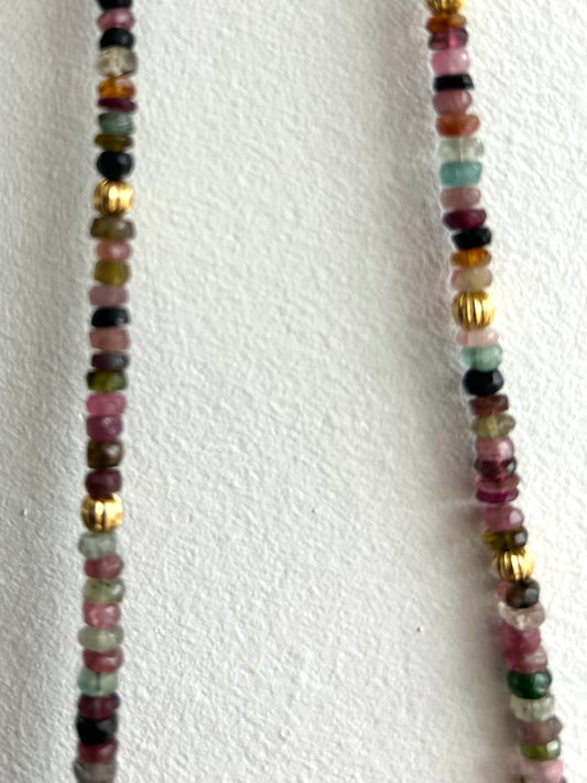 Dainty Tourmaline and gold necklace