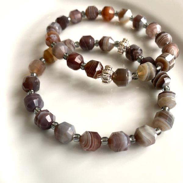 Botswana agate stacking bracelets