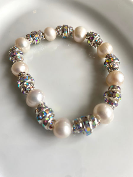 Pearl and Swarovski crystal stretch bracelets