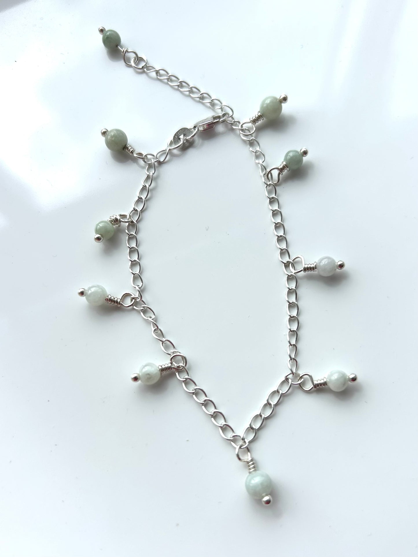 Jadeite and sterling silver bracelet