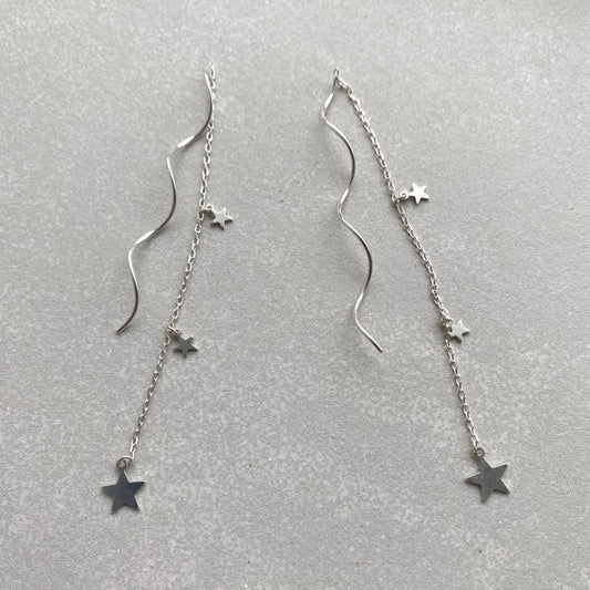 Spiral star threader earrings