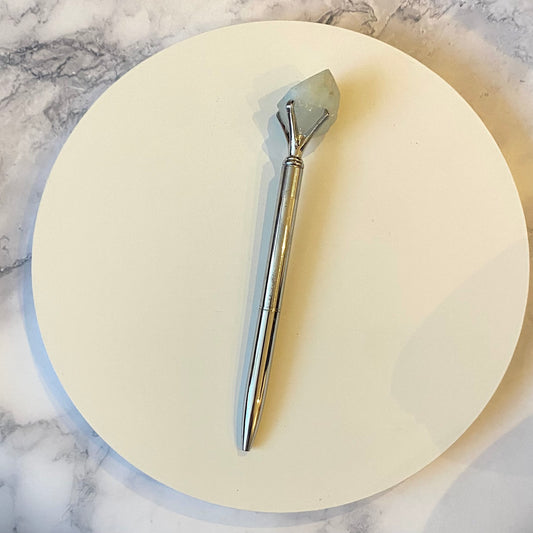 Natural cut crystal gemstone pen