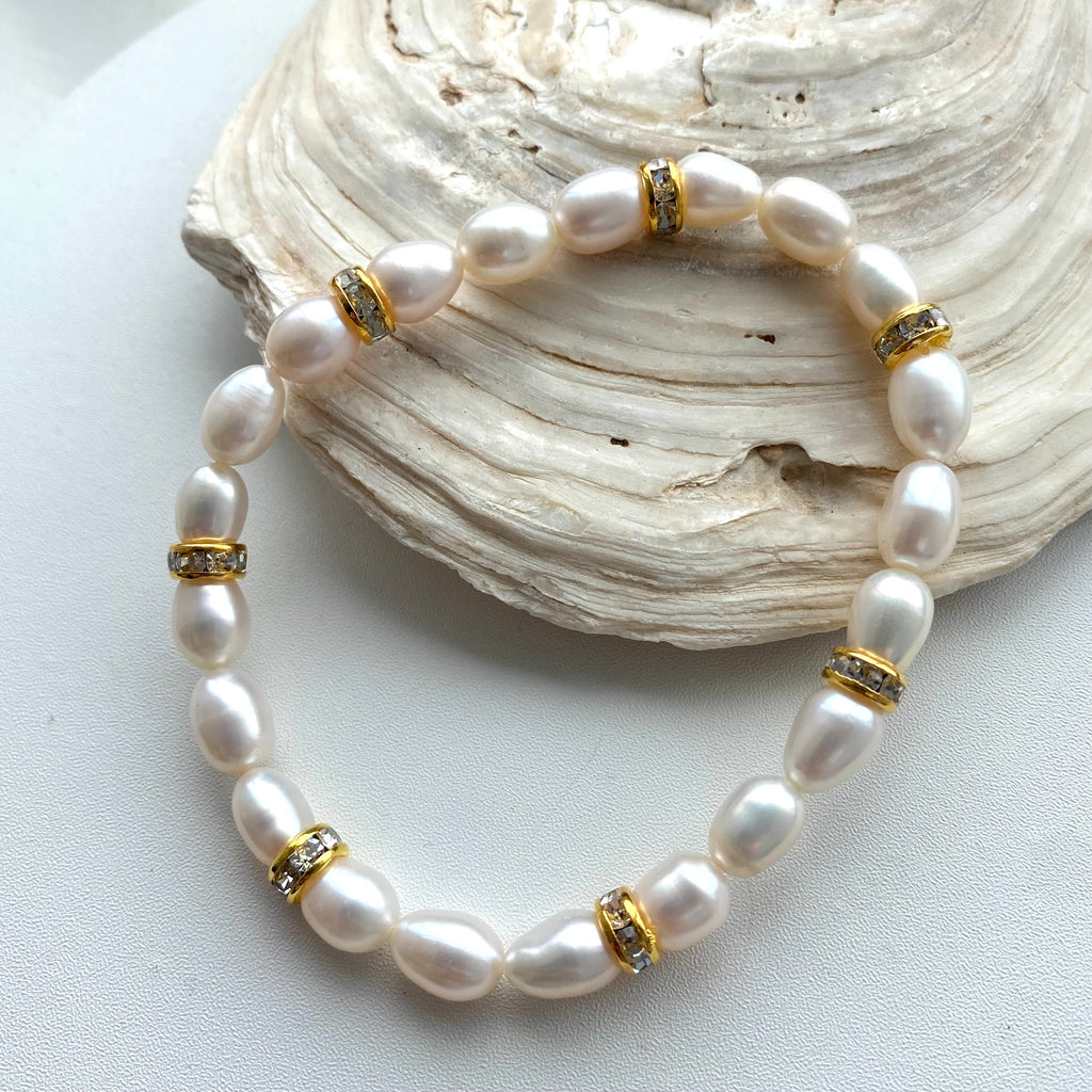 Pearl and Swarovski crystal stretch bracelets