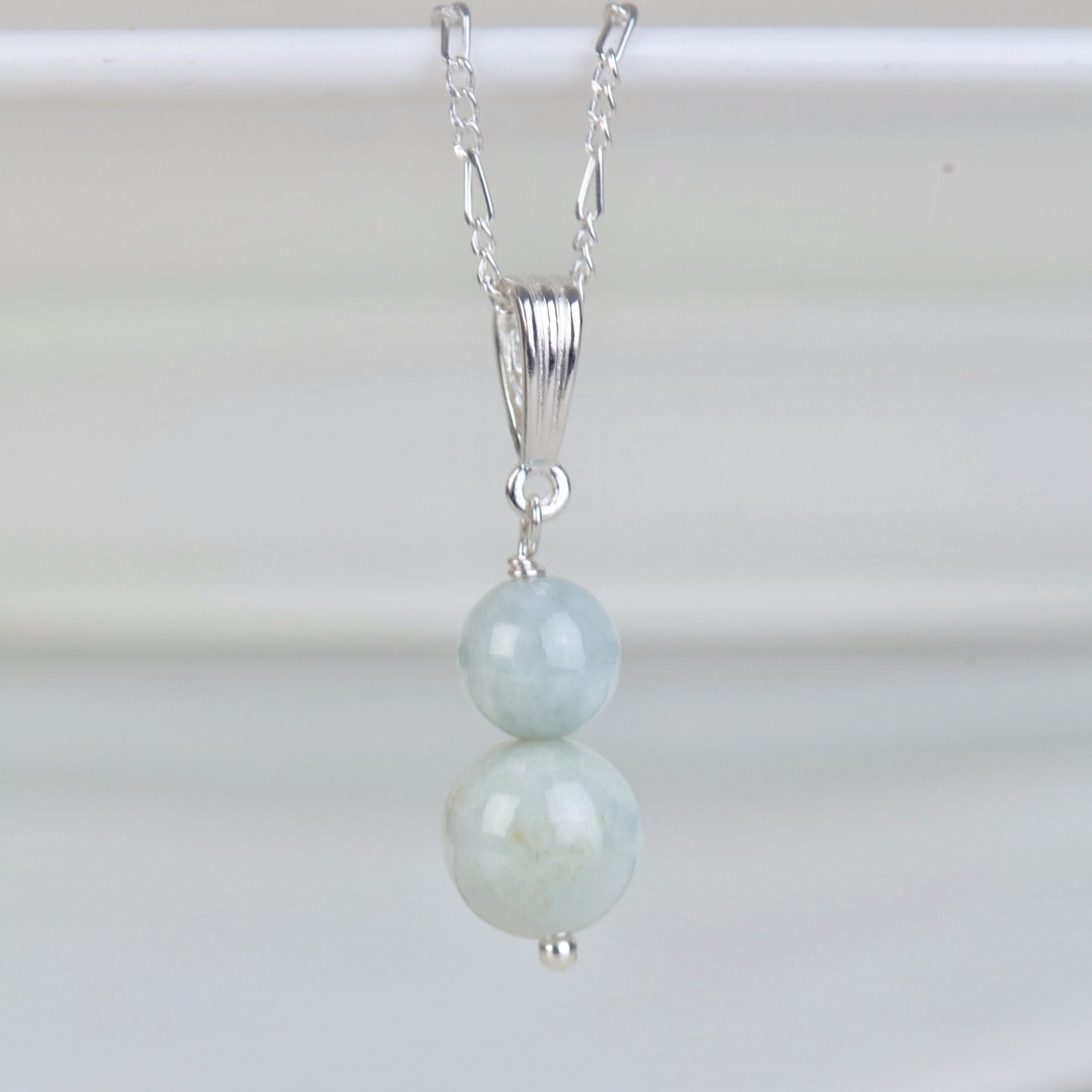 Jadeite double drop sterling silver necklace