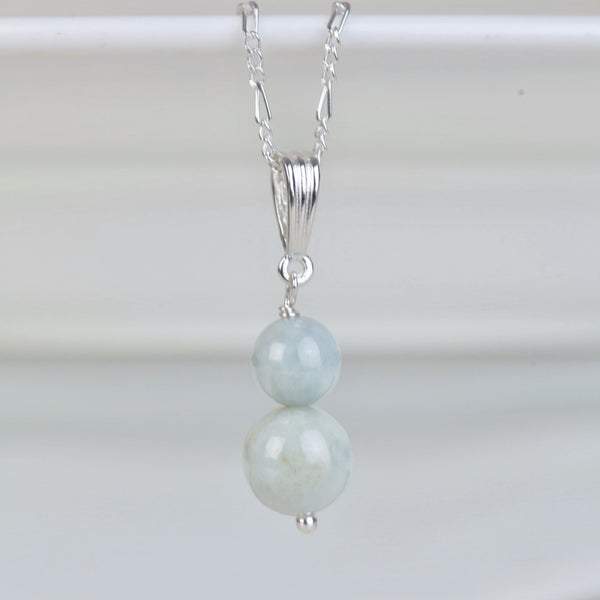 Jadeite double drop sterling silver necklace