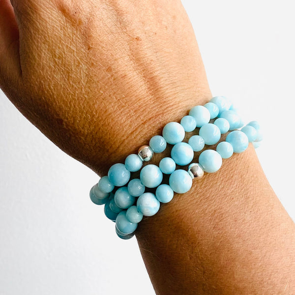 Blue Aragonite sterling silver bracelet
