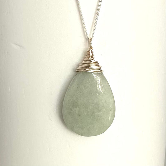 Pale green Jadeite pendant necklace - Natural Statement Jadeite Jewellery