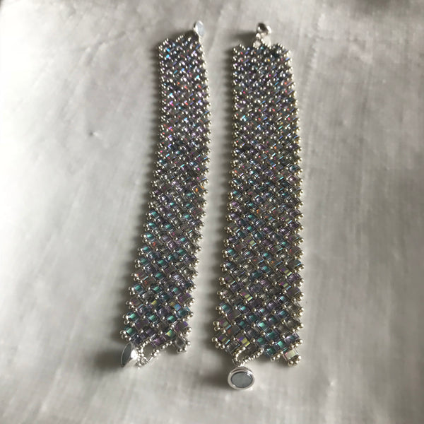 Rainbow tile reversible hand beaded bracelet