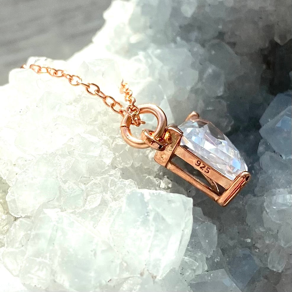 Sterling silver cubic zirconia fan pendant