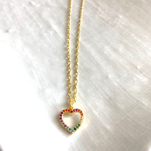 Rainbow plated charm necklace