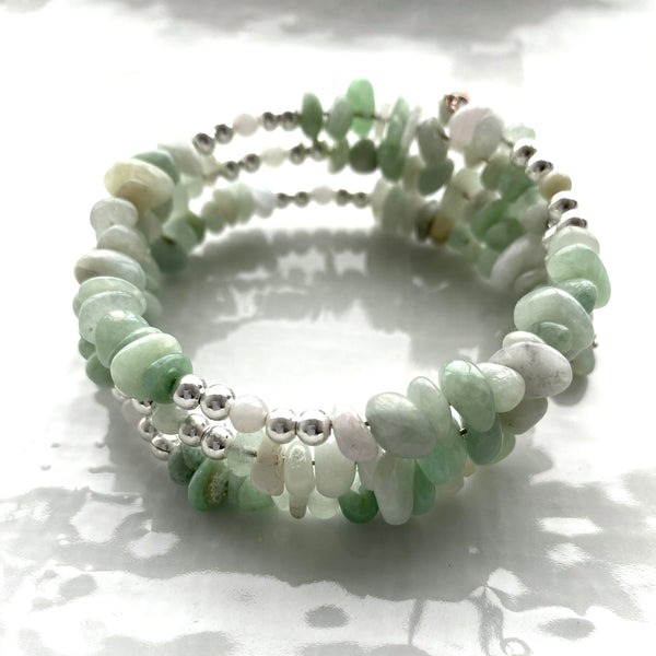 Jadeite nuggets with sterling silver cuff