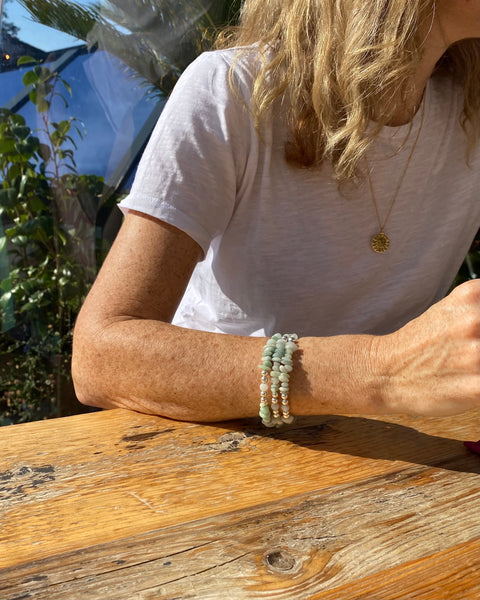 Jadeite nuggets with sterling silver cuff