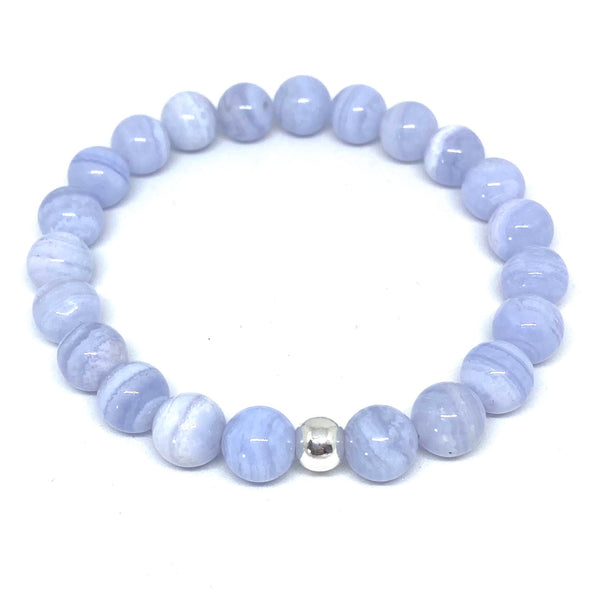 Blue lace agate sterling silver bracelet