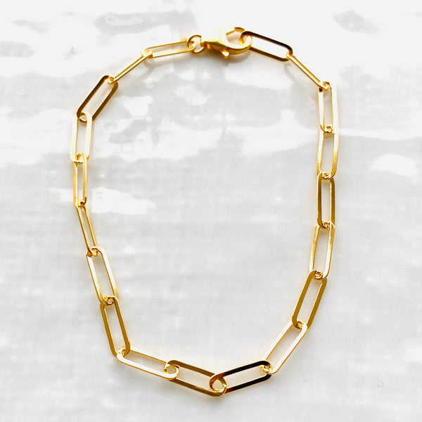 Sterling silver Flat link chain bracelet