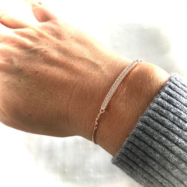 Rose gold cubic zirconia bar bracelets