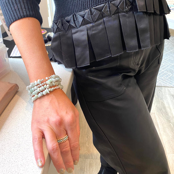 Jadeite nuggets with sterling silver cuff