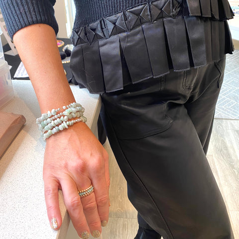 Jadeite nuggets with sterling silver cuff