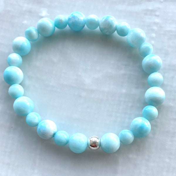 Blue Aragonite sterling silver bracelet