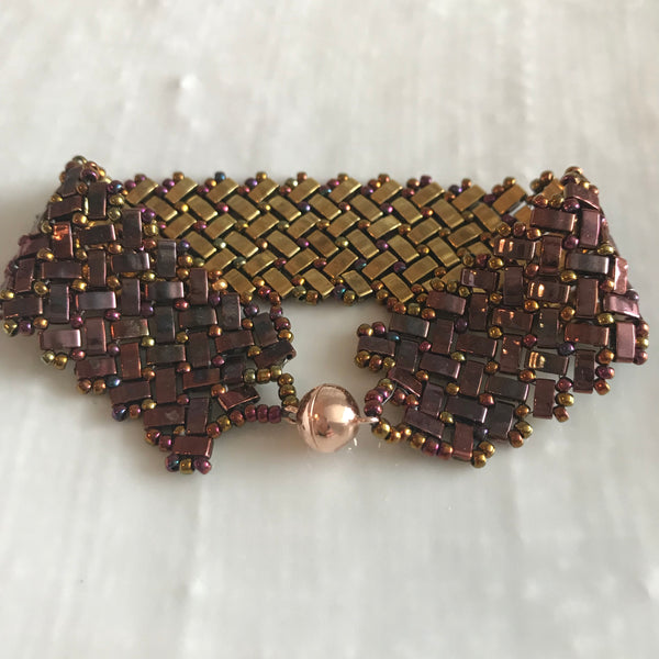 Rainbow tile reversible hand beaded bracelet