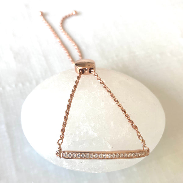 Rose gold cubic zirconia bar bracelets