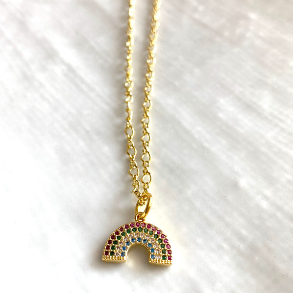 Rainbow plated charm necklace