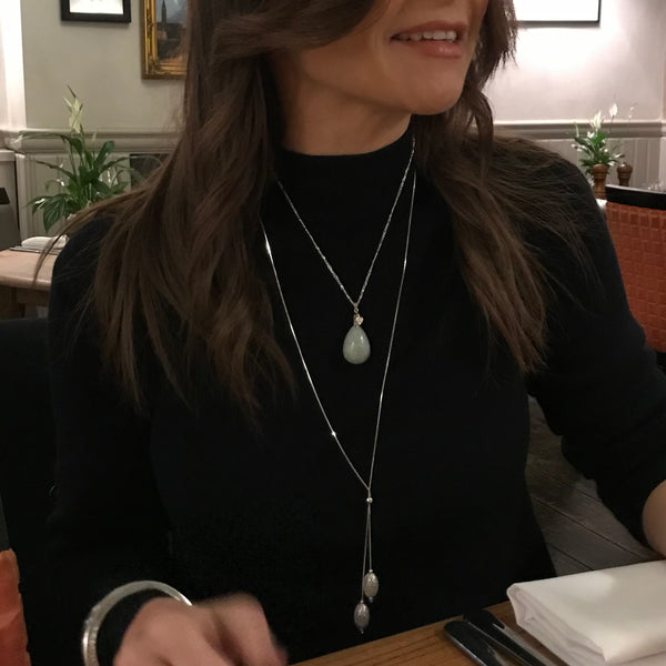 Jadeite pear drop pendant necklace