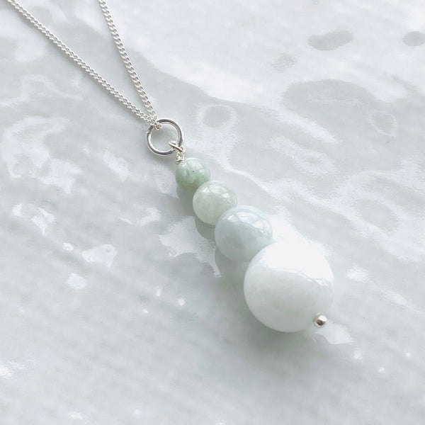 Jadeite four drop sterling silver necklace