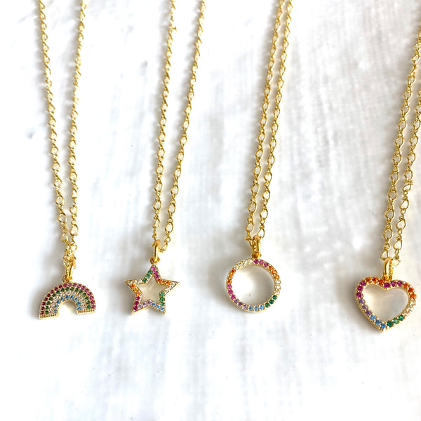 Rainbow plated charm necklace