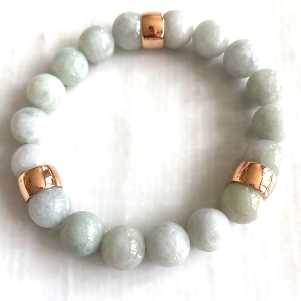 Jadeite bracelets with sterling silver beads