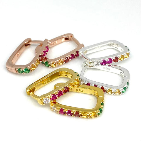 Rainbow u shaped huggie earrings