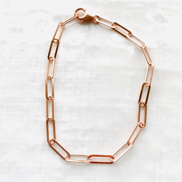 Sterling silver Flat link chain bracelet