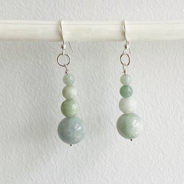 Jadeite four drop sterling silver earrings