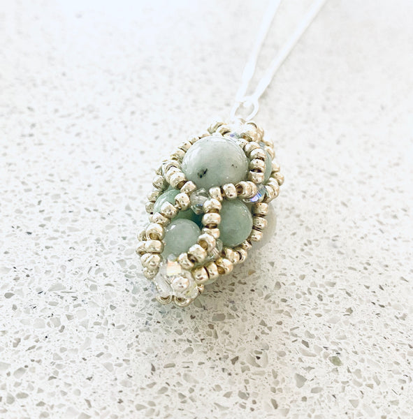Hand beaded jadeite medici style pendants
