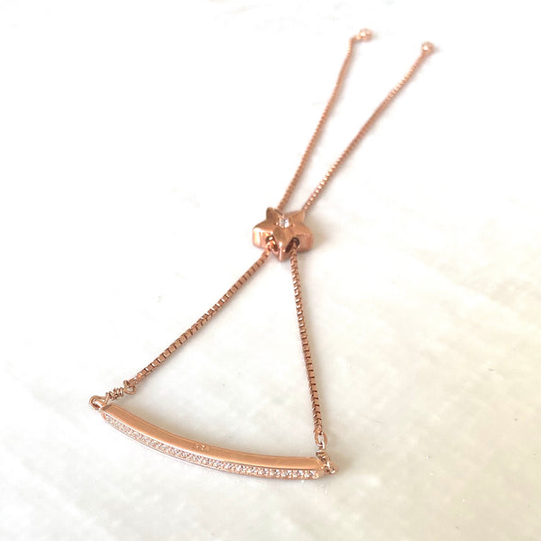 Rose gold cubic zirconia bar bracelets