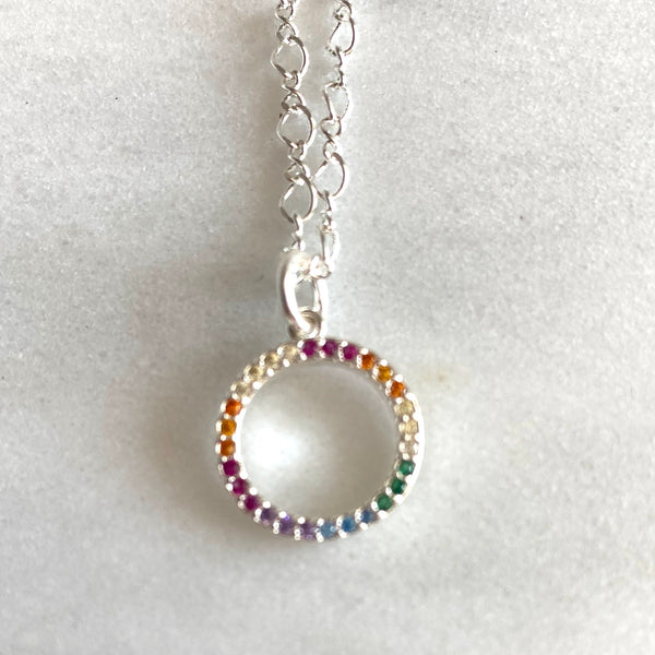 Rainbow plated charm necklace