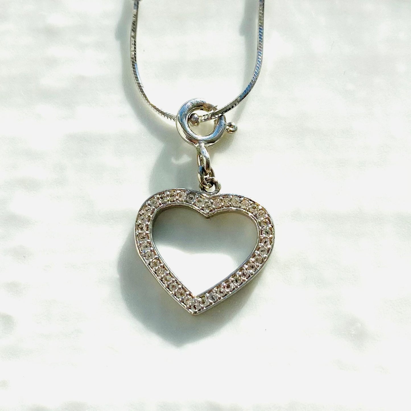 White topaz heart necklace
