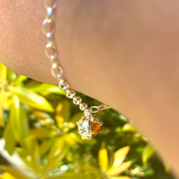 Sterling silver amber conker bracelet