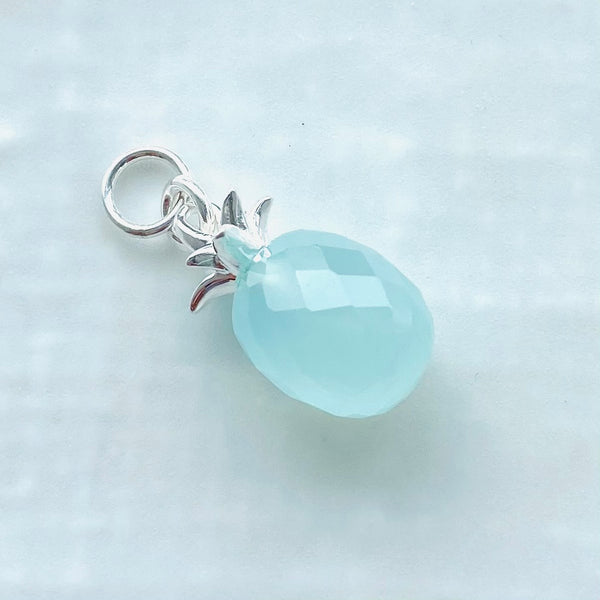 Aqua chalcedony and sterling silver pineapples