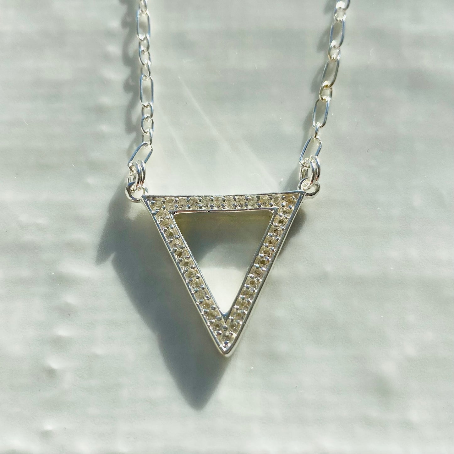 White topaz chevron necklace