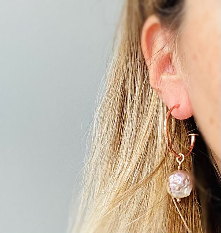 Statement baroque pearl hoop earrings