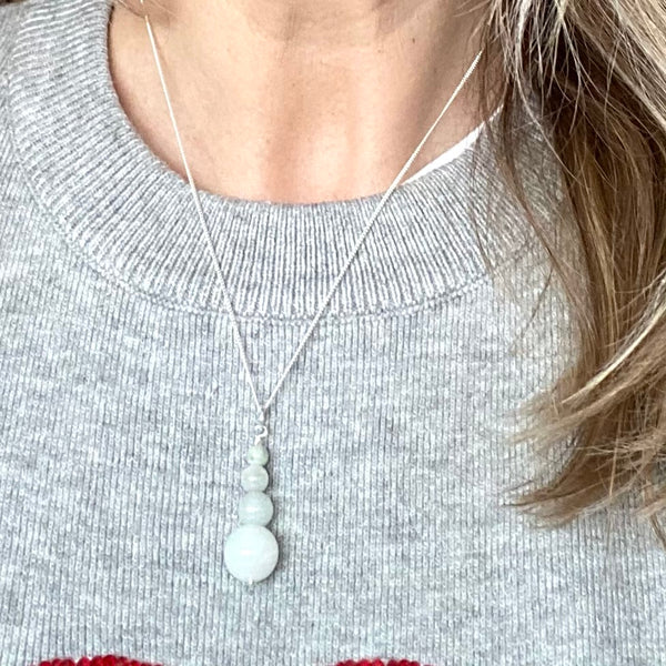 Jadeite four drop sterling silver necklace