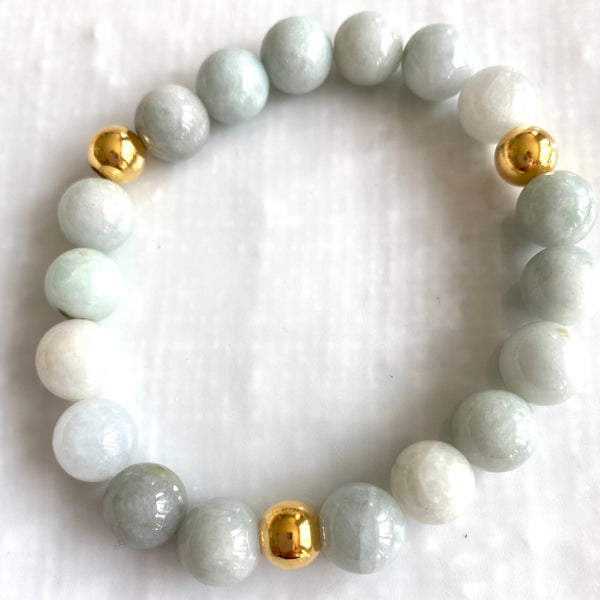 Jadeite bracelets with sterling silver beads