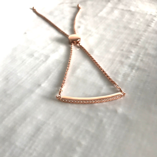 Rose gold cubic zirconia bar bracelets