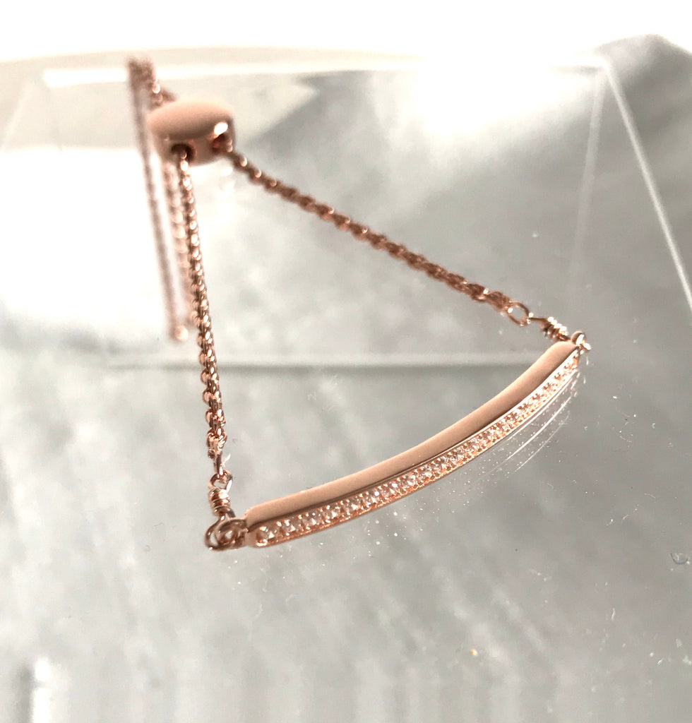 Rose gold cubic zirconia bar bracelets