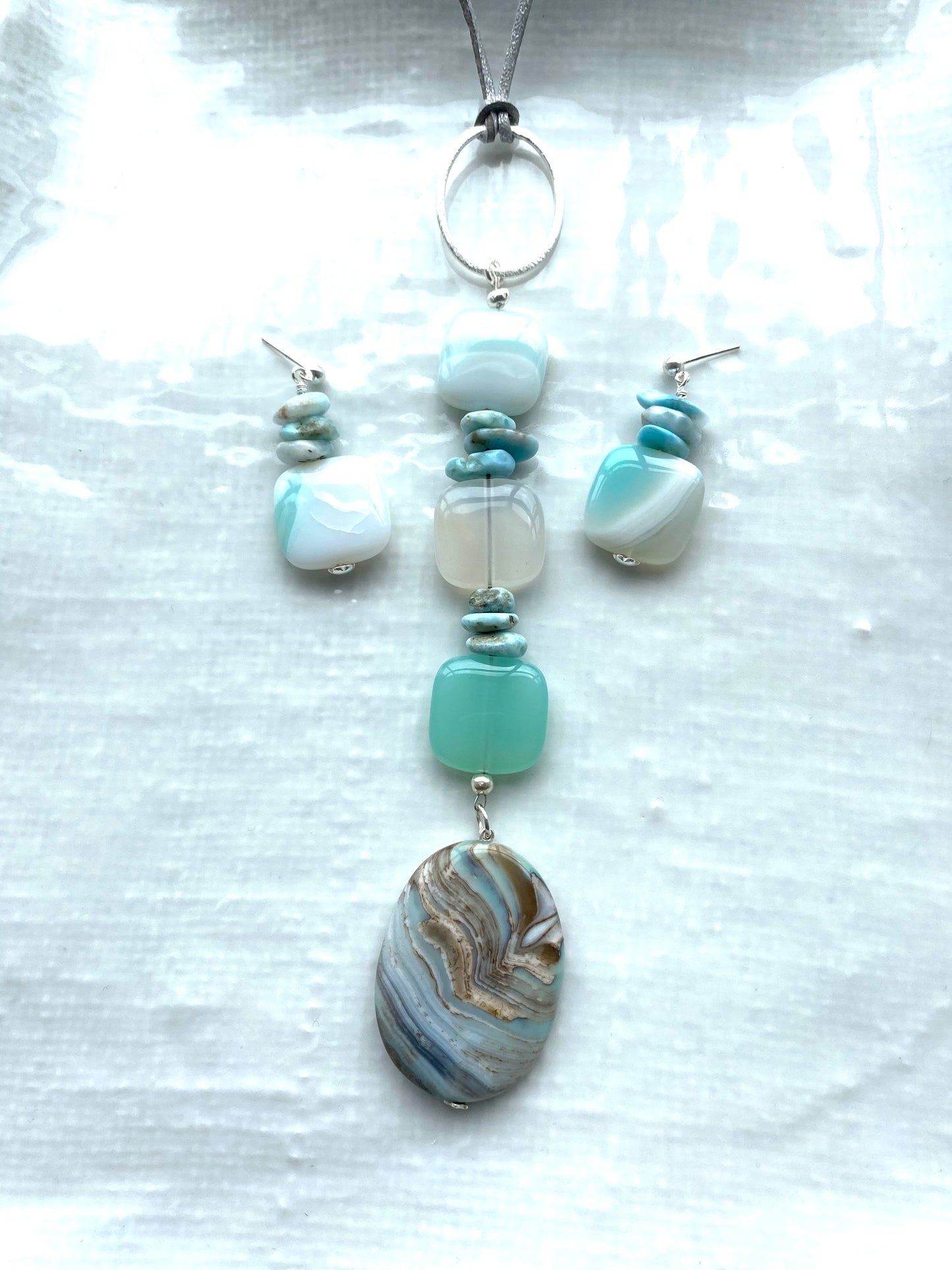 Ocean breeze long gemstone necklace