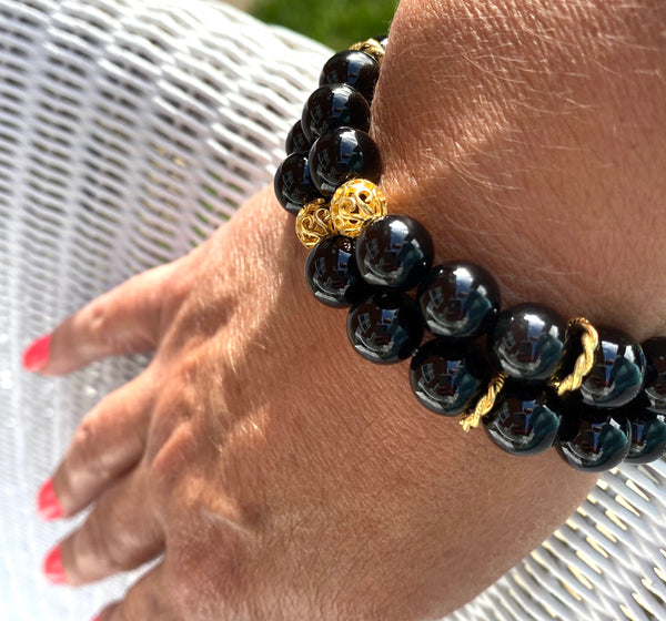 Black agate bracelets
