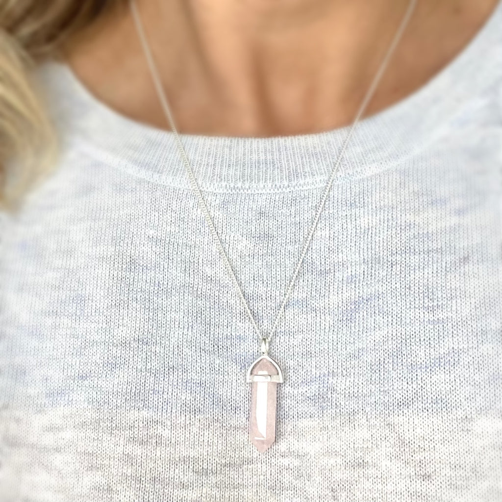 Rose quartz Energy point pendant