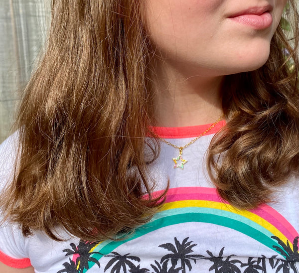 Rainbow plated charm necklace