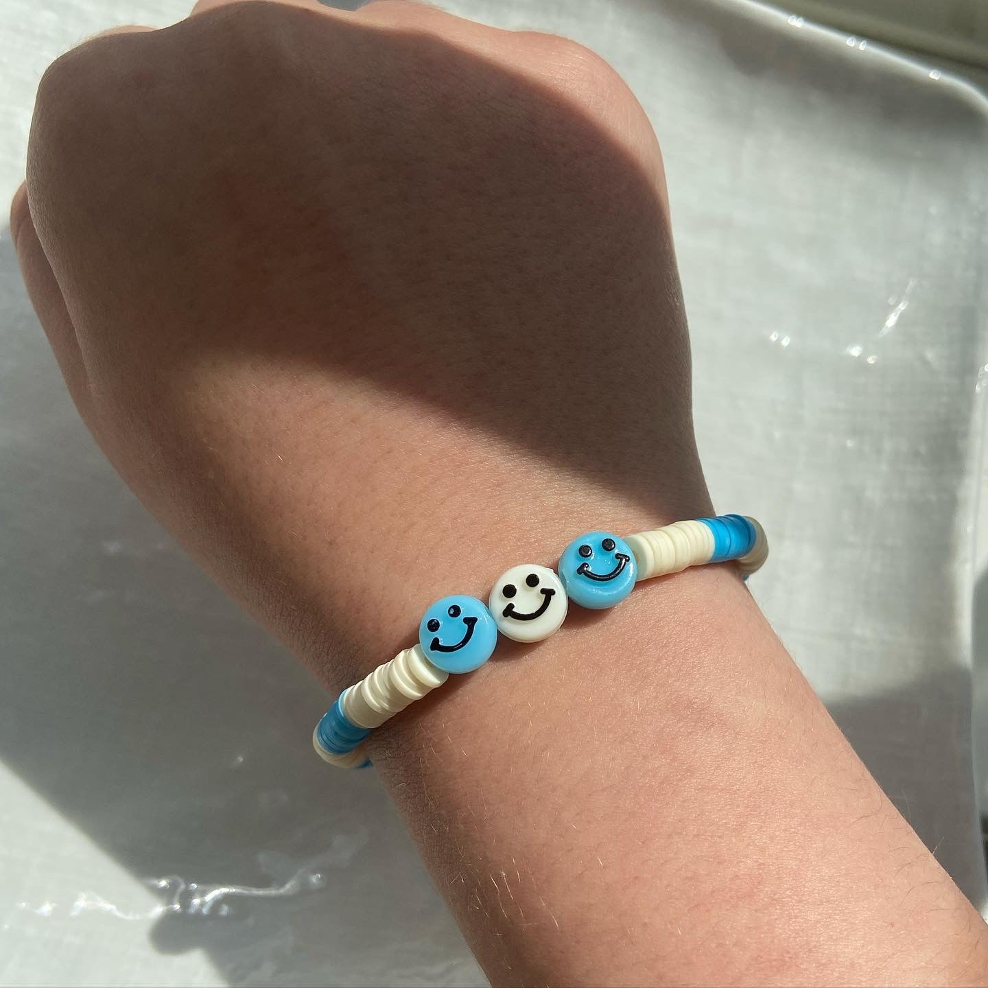 Smiley face x ocean blue bracelet 🌊