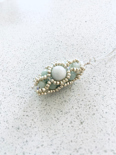 Hand beaded jadeite medici style pendants